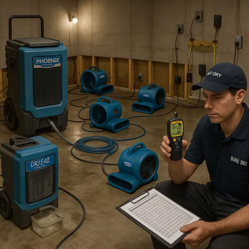 Structural Drying and Dehumidification process in Marshall County, KS